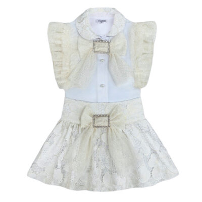 Naxos White & Gold Tulle Skirt Set