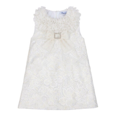 Naxos Preorder White & Gold Tulle A-Line Dress