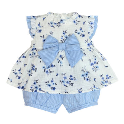 Mintini Blue Floral Bloomer Set