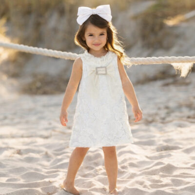 Naxos White & Gold Tulle A-Line Dress