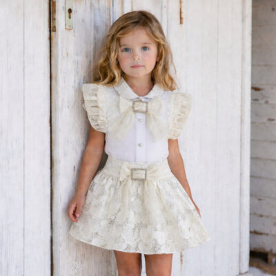 Naxos White & Gold Tulle Skirt Set