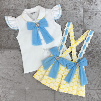 Naxos Lemon & Blue Pinafore Set