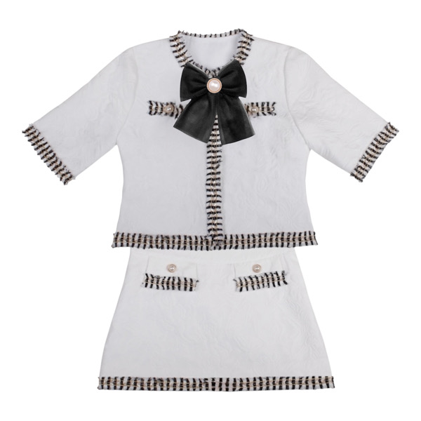 Naxos Preorder White Jaquard Skirt Suit - Image 2