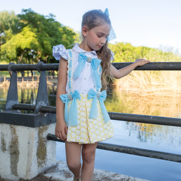 Naxos Preorder Lemon & Blue Pinafore Set