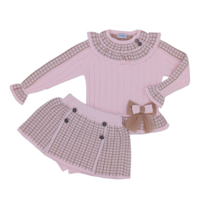 Rahigo Preorder 2 Piece Girls Skirt Set, Pink Check