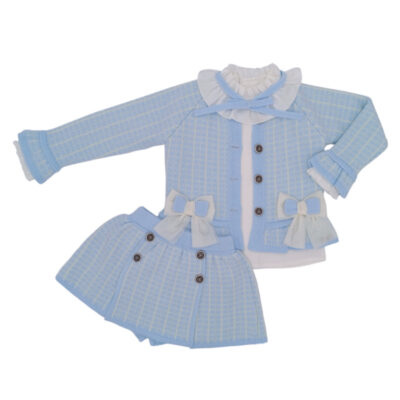 Rahigo Preorder 3 Piece Girls Skirt Set, Blue Check