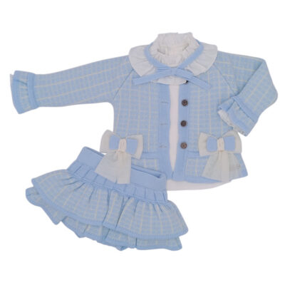 Rahigo Preorder 3 Piece Baby Skirt Set, Blue Check