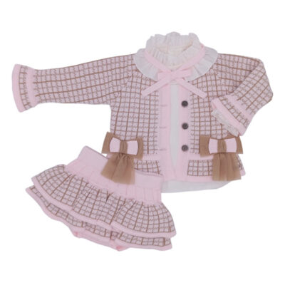 Rahigo Preorder 3 Piece Baby Skirt Set, Pink Check