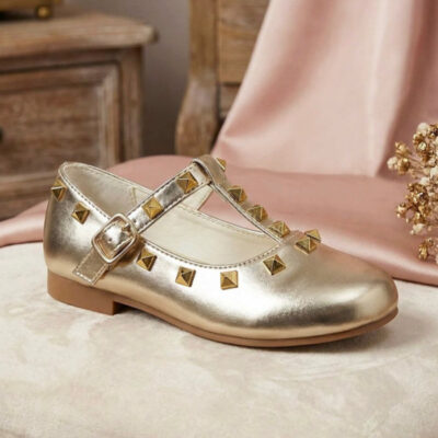 Gold Rockstar T-Bar Shoes