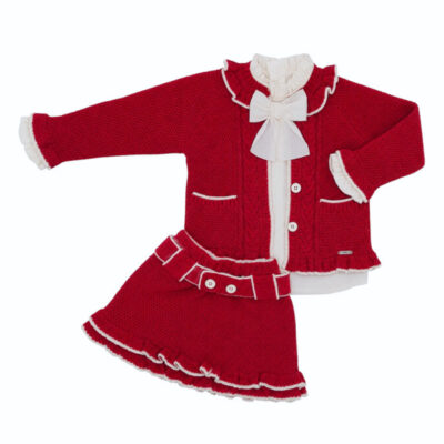 Rahigo Preorder Red 3 Piece Girls Skirt Set