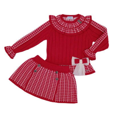 Rahigo Preorder 2 Piece Girls Skirt Set, Red Check
