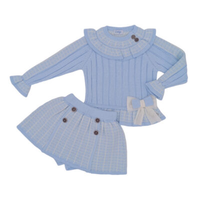 Rahigo Preorder 2 Piece Girls Skirt Set, Blue Check