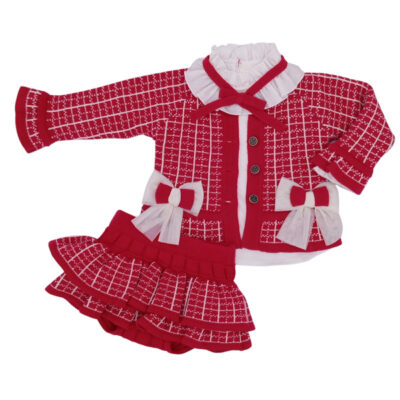 Rahigo Preorder 3 Piece Baby Skirt Set, Red Check