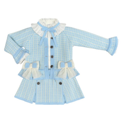 Rahigo 3 Piece Girls Skirt Set, Blue Check