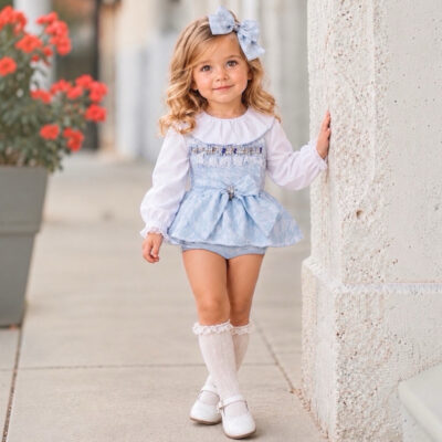 Naxos Blue Dogtooth Romper Set