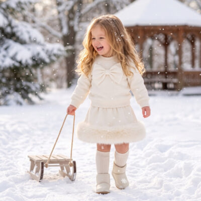 Preorder Fur Skirt Set, Cream