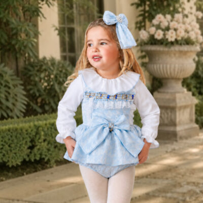 Naxos Blue Dogtooth Romper Set