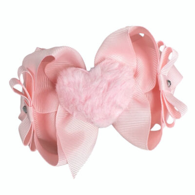 Bow Diva Pink Heart Clip