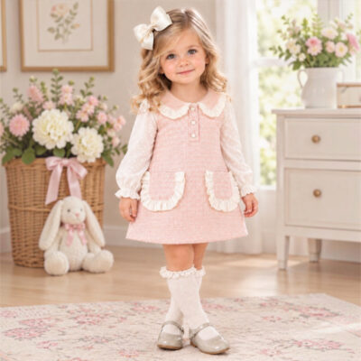 Lor Miral Peach Tweed Dress Set