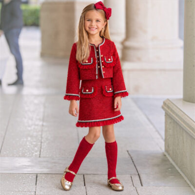Red Tweed Dress Set