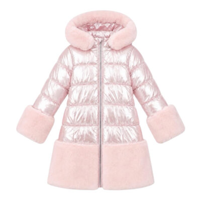 Pink Fur Puffa Coat